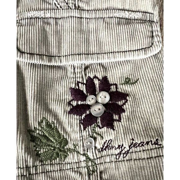 DKNY women's corduroy jacket size M button front, pockets, embroidery - Picture 4 of 8